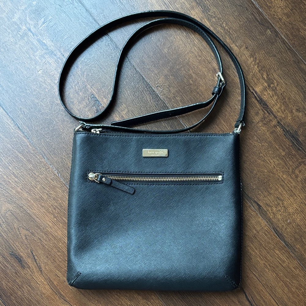Kate Spade Black Crossbody Bag with Gold Accents